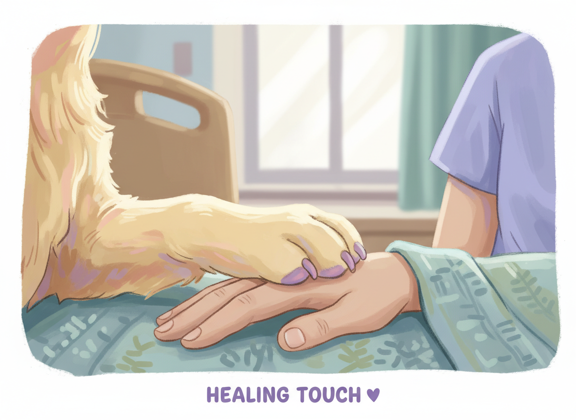 Therapy dogs in various settings